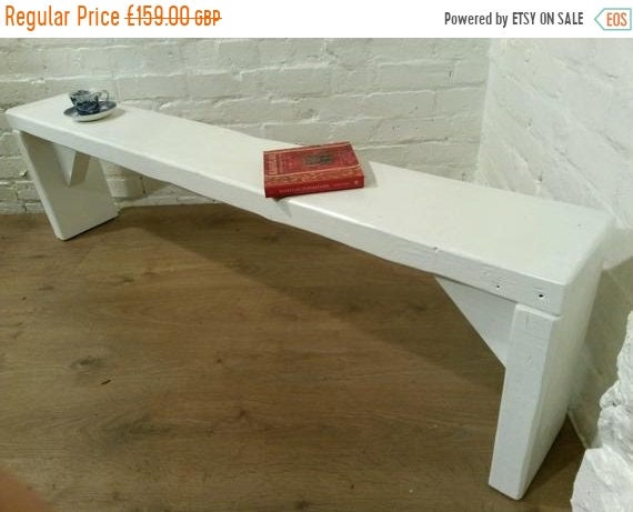 Summer Sale Free Delivery! Farrow & Ball Painted 5ft Hand Made Reclaimed Old Pine Beam Solid Wood Dining Bench - Village Orchard Furniture