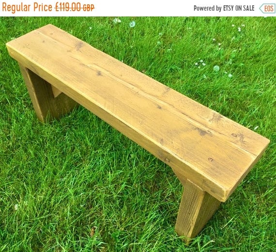 VALENTINE Sale NEW! Golden Oak 3ft Hand Made Reclaimed Old Pine Beam Solid Wood Dining Bench
