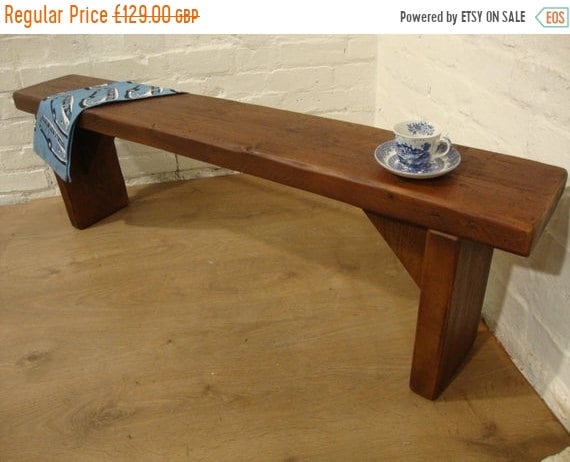 BIG Sale FREE DELIVERY! 4ft Hand Made Teak Reclaimed Old Pine Beam Solid Wood Dining Bench - Village Orchard Furniture
