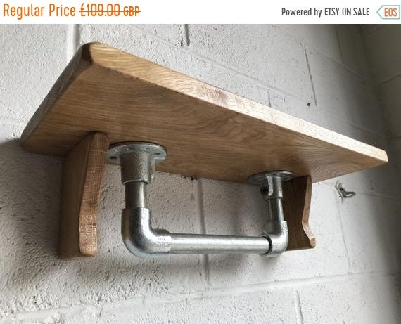 Halloween Sale Contemporary Industrial Scaffold Steel Hand Made Solid Reclaimed English Oak Kitchen Shelf