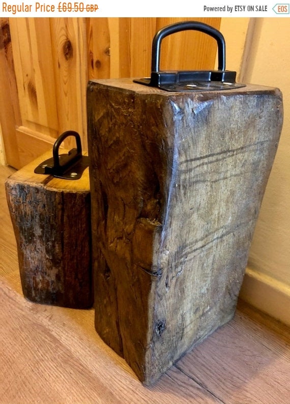 Spring Sale Sml Reclaimed 1800’s Maritime Solid English Oak Country Beam Door Stop & Handle