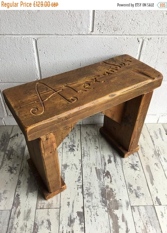 Halloween Sale Personalised 3ft Hand Made Reclaimed Old Pine Beam Solid Wood Dining Bench