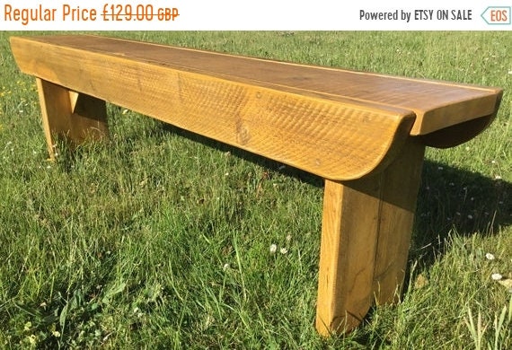 Spring Sale NEW! Golden Oak School Antique 4ft Rustic Solid Reclaimed Old Pine Dining Plank Table Chair Bench - Village Orchard Furniture