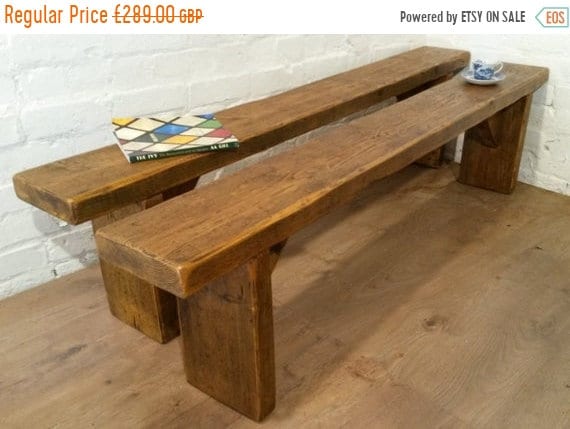 FREE Delivery! X2 6Ft Pair Solid Reclaimed Pine Dining Table Benches Village Orchard Furniture - Village Orchard Furniture