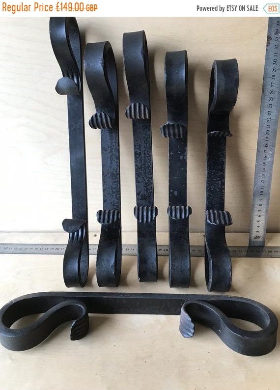 Halloween Sale 6x ! Original 20th C English Hand Forged Blacksmith Made Decorative Finial for Front of Bookcase / Kitchen Island