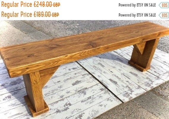 New Year Sale 6ft HandMade Chunky Solid Pine Wood Rustic Vintage Reclaimed Pine Dining Oak Finish BENCH