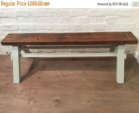 HUGE Sale Free Delivery - Our Architects Bench - HandMade in Solid Pine Painted in F&B Reclaimed Wood Beam - Village Orchard Furniture
