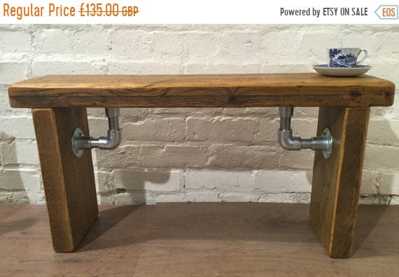August sale FREE DELIVERY - Industrial Scaffold Steel Pipe Rustic Reclaimed Solid Pine Seating Dining BENCH - Village Orchard Furniture