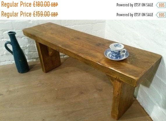 Summer Sale FREE DELIVERY! X-Wide 4ft Hand Made Reclaimed Old Pine Beam Solid Wood Dining Bench