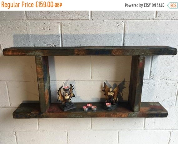8 SALE 8 1800’s Indian Colonial Reclaimed Timber Vintage Floating Wall Shelf Unit - Only 1!