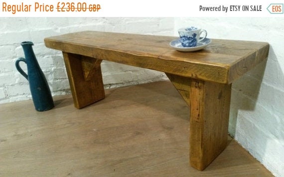Bonfire Sale / HUGE X-Wide 6ft Hand Made Reclaimed Old Pine Beam Solid Wood Dining Bench - Free Delivery
