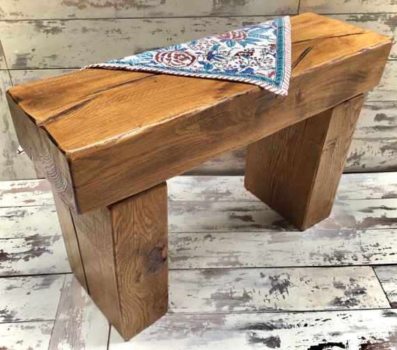 Hand Made Solid Oak Reclaimed Timber Railway Sleeper Garden Dining Study Bench
