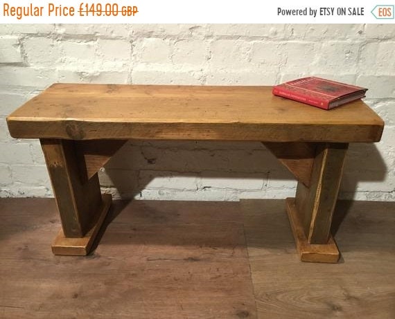 VALENTINE Sale Reclaimed Pine X-Wide 3ft Wide-Foot Solid Rustic Vintage Plank Dining Table BENCH - Village Orchard Furniture