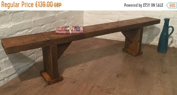JAN SALE Free Delivery! 5ft Wide-Foot Solid Rustic Vintage Reclaimed Pine Plank Dining Table BENCH - Village Orchard Furniture