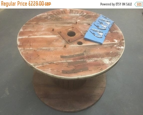 Halloween Sale Large Hand Made Reclaimed Pine Plank Spanish Cable Drum Garden Event Round Dining Table