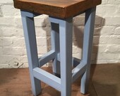 Autumn Sale FREE DELIVERY Hand Painted Farrow Ball Painted Made Reclaimed Solid Wood Kitchen Island Bar Stool in F B Baby Blue