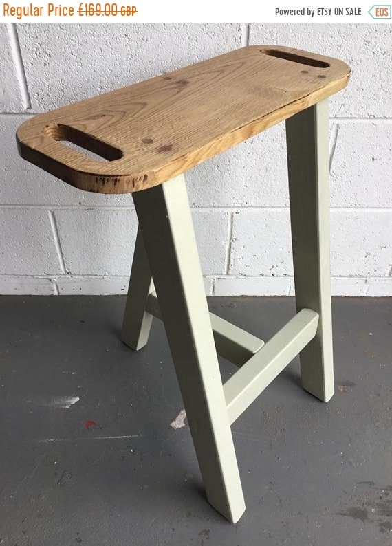 XMAS Sale Solid OAK and PINE Farrow Ball Painted Reclaimed Wood Kitchen Island Bar Stool Any F&B Paint