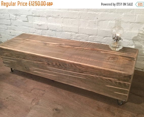 NewYear Sale HUGE Douglas Fir Tree Trunk HairPin Legs Reclaimed Vintage 1900's Solid Wood Bench Coffee Table - Only This One! - Village Orch