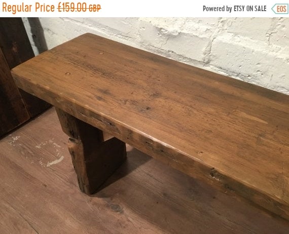 August sale Original *Only 1* Wide 4ft HandMade 1800s Solid Rustic Wood Reclaimed Pine Vintage Bench.