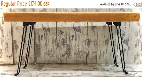 Valentine Sale Industrial Rustic Reclaimed Solid Pine Coffee Table with Foldable Hairpin legs