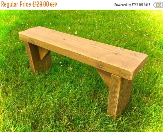 BIG Sale NEW! Golden Oak 4ft Hand Made Reclaimed Old Pine Beam Solid Wood Dining Bench