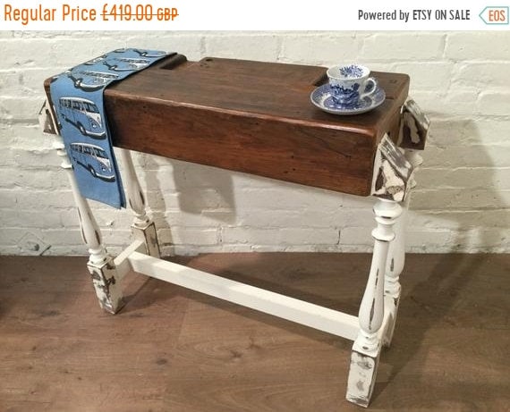 Xmas Sale Antique 1800s Pitch Pine Old Reclaimed Beam & 1900s Solid Oak Hall Console Table Unit Kitchen Island - Village Orchard Furniture