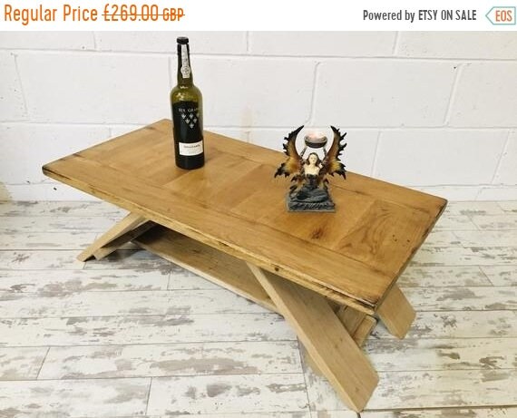 Spring-Sale Chunky Artisan Hand Made Reclaimed Solid English Oak Contemporary Coffee Table