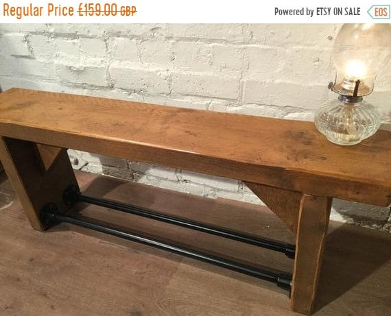 VALENTINE Sale FREE Delivery! Industrial Black Scaffold Steel Pipe Rustic Reclaimed Pine Table Shoe Rack Shelf BENCH - Village Orchard Furni
