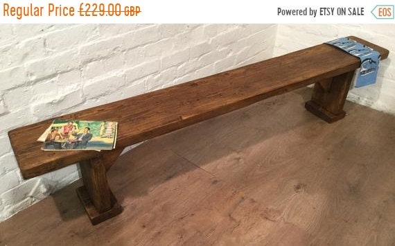 HUGE Sale 6ft X-Wide WideFoot Solid Rustic Vintage Reclaimed Pine Plank Dining Table BENCH - Village Orchard Furniture
