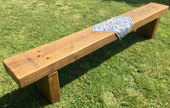 HUGE 7ft - 8ft Clean Railway Sleeper Reclaimed Pine Beam Dining Garden Table Bench