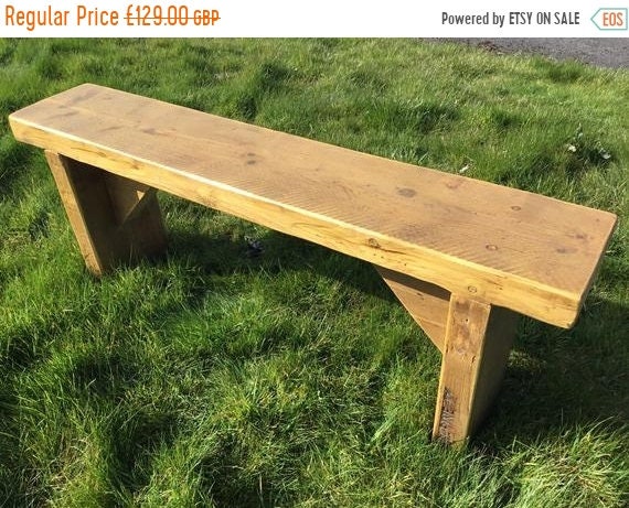 June Sale GARDEN BENCH Hand Made Solid Reclaimed Pine Wood Dining Table Painted Wide Bench - Village Orchard Furniture