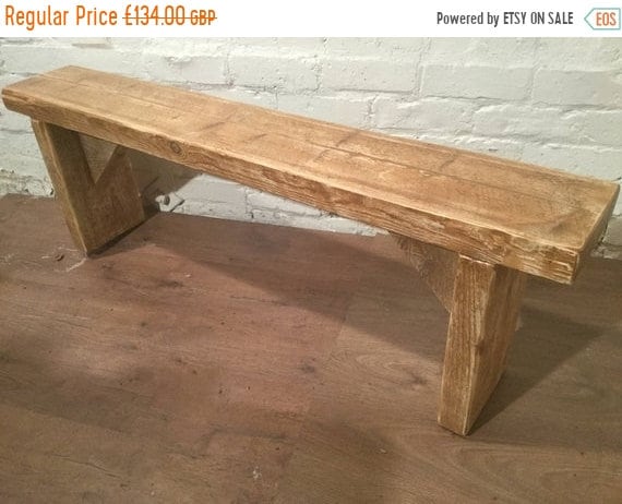 Spring Sale Hand Made Solid Reclaimed Pine Beam Dining Seating Bench - Free Delivery by Village Orchard Furniture