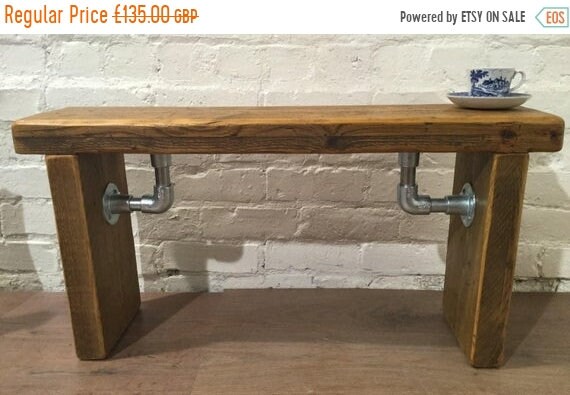 VALENTINE Sale FREE DELIVERY - Industrial Scaffold Steel Pipe Rustic Reclaimed Solid Pine Seating Dining Bench - Village Orchard Furniture