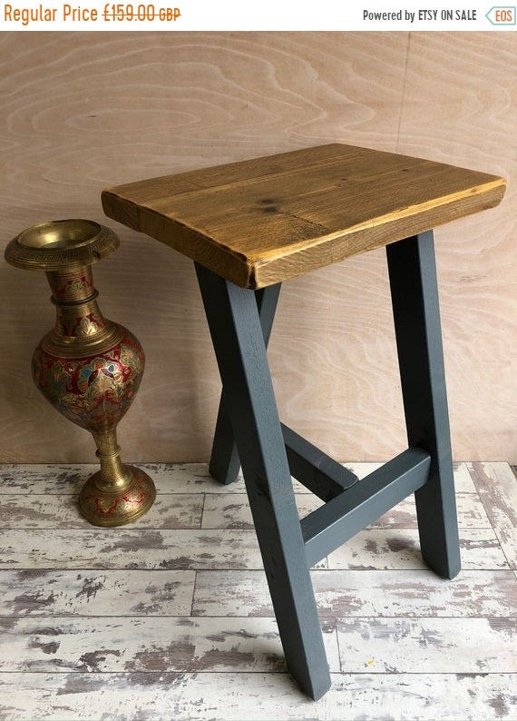 Xmas Sale HandMade Compact Pine Farrow Ball Painted Reclaimed Wood Kitchen Island Bar Stool Farrow Ball Paint