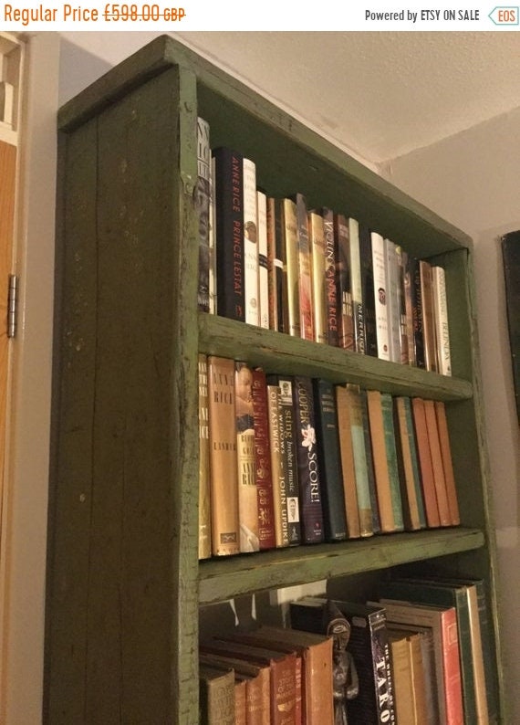 August sale 7ft BESPOKE Tall Reclaimed Solid Pine Planks Indian Distressed Painted Finish Cabinet Bookcase - Hand Made in England