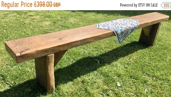 Valentine Sale LONG 7ft Reclaimed Solid Wood Old Oak Beam Rustic Chunky Dining Garden Table Bench