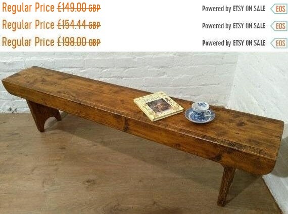 Halloween Sale Old School Antique 3ft Rustic Solid Reclaimed Pine Dining Plank Table Chair Bench - Village Orchard Furniture
