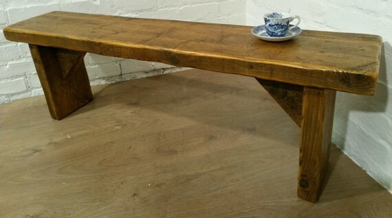 FREE DELIVERY! Extra-Wide 4ft Hand Made Reclaimed Old Pine Beam Solid Wood Dining Bench