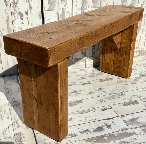 OLD ENGLISH Chunky 3ft Hand Made Reclaimed Pine Solid Wood Dining Bench