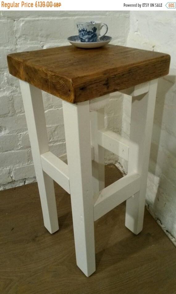 VALENTINE Sale FREE Delivery! White Hand Painted F&B Made Reclaimed Solid Wood Kitchen Island Bar Stool