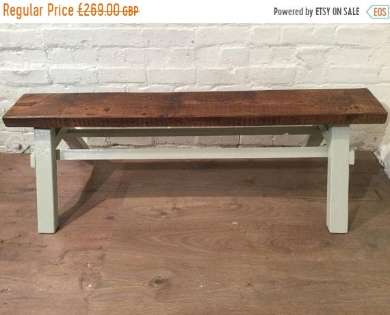 Xmas Sale Free Delivery - Our Architects Bench - HandMade in Solid Pine Painted in F&B Reclaimed Wood Beam - Village Orchard Furniture