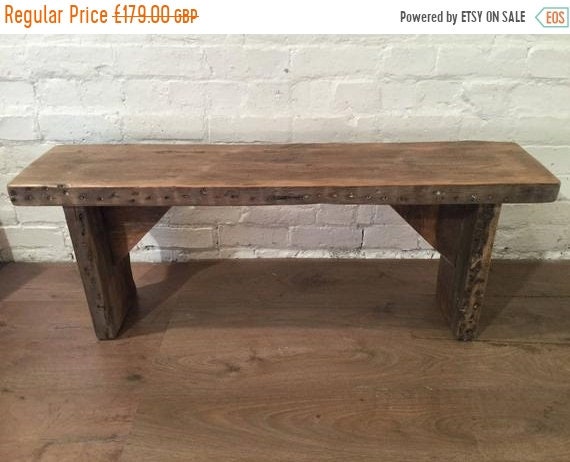VALENTINE Sale HandMade Old 1900s Reclaimed Pine Rustic Wooden Vintage Beams Dining Chair Bench - By Village Orchard Furniture in England