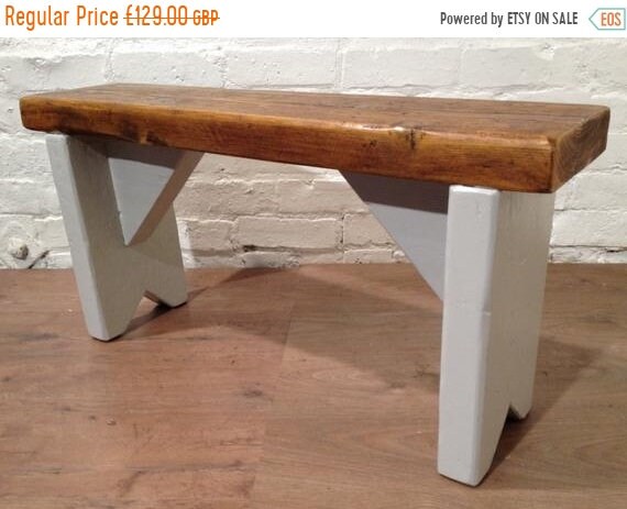 Bonfire Sale / British F&B Painted 3ft Rustic Reclaimed Old Pine Dining Plank Table Chair BENCH - Village Orchard Furniture