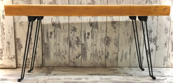 Industrial Rustic Reclaimed Solid Pine Coffee Table with Foldable Hairpin legs