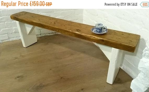 NewYear Sale Free Delivery! F&B Painted 5ft Hand Made Reclaimed Old Pine Beam Solid Wood Dining Bench - Village Orchard Furniture