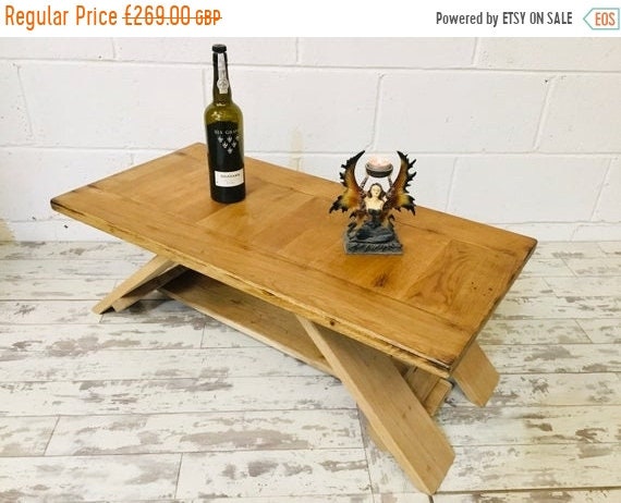 HUGE Sale Chunky Artisan Hand Made Reclaimed Solid English Oak Contemporary Coffee Table