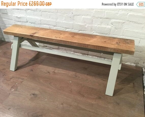 HUGE Sale Free Delivery - Our Architects Bench - HandMade in Solid Pine Painted in F&B Reclaimed Wood Beam - Village Orchard Furniture