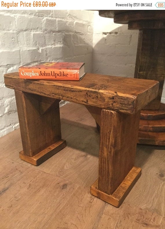 August sale Free Delivery! SINGLE Wide-Foot Solid Rustic Vintage Reclaimed Pine Plank Dining Table BENCH - Village Orchard Furniture