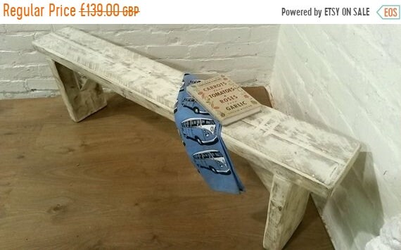 NewYear Sale FREE DELIVERY! Chunky Hand Made Solid Wood Pine White Wash Dining Chair Bench *Bespoke - Built To Last*