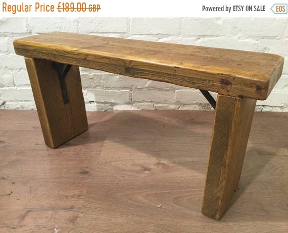 Xmas SALE Free Delivery Now - 4ft Industrial Hand Forged Wrought Iron Solid Reclaimed Pine Dining Table BENCH - Village Orchard Furniture